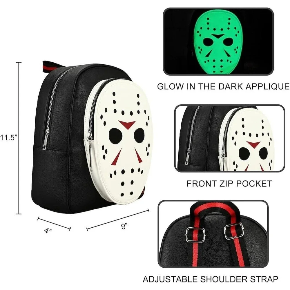 Friday The 13th Jason Voorhees Glow In The Dark Mini Backpack by Bioworld NEW